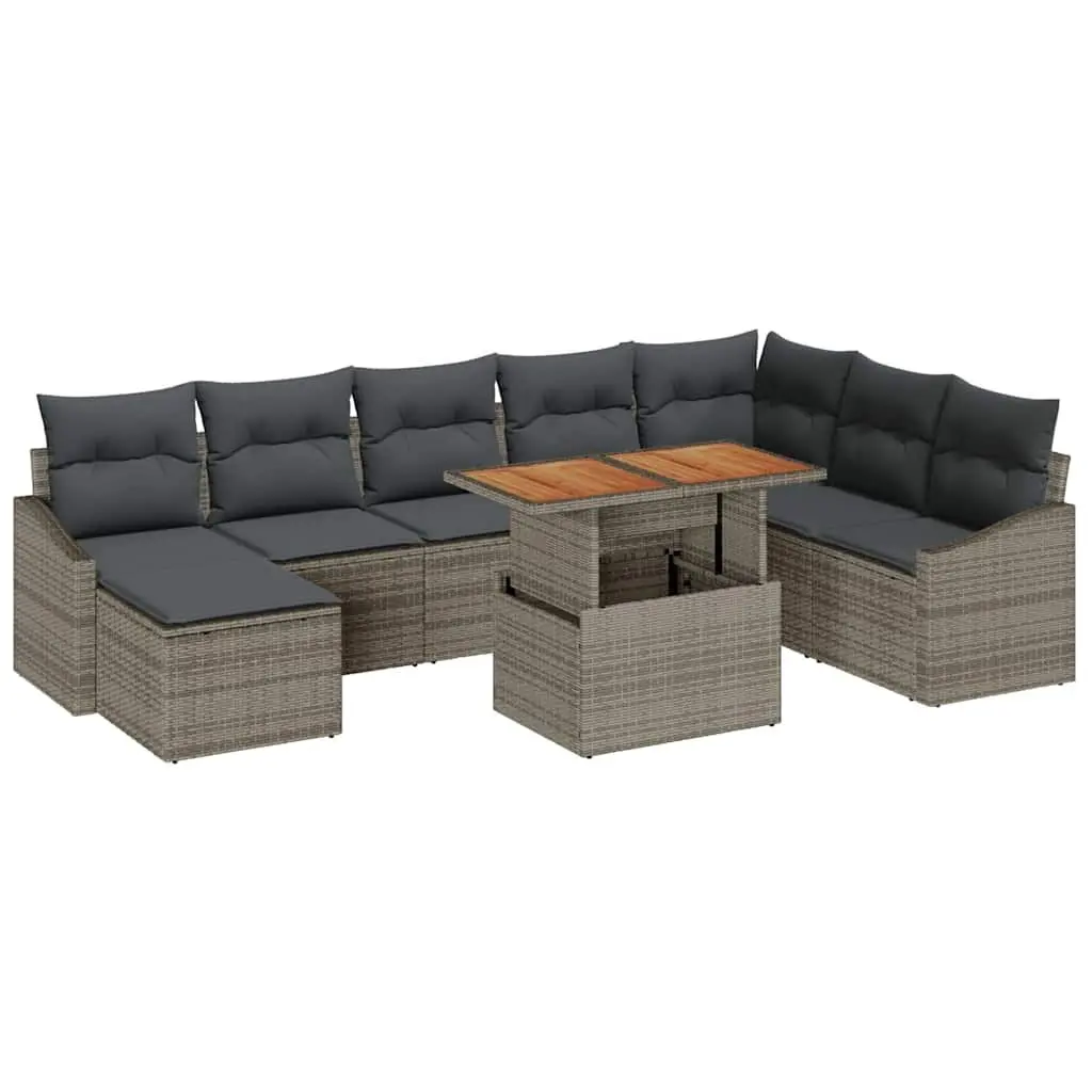 Outdoor Sofa Set Modular Garden Seating 9 Piece with Storage Grey Brown