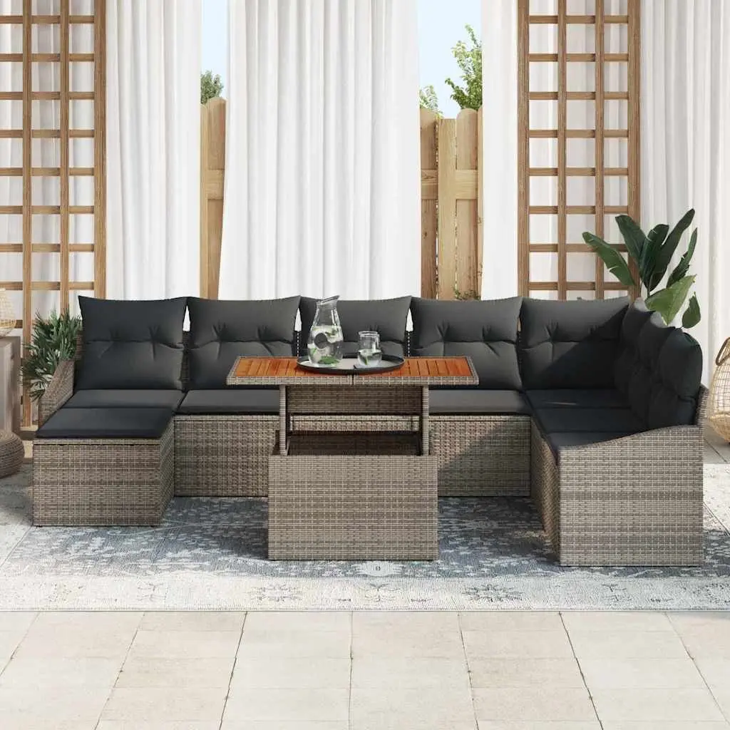 Outdoor Sofa Set Modular Garden Seating 9 Piece with Storage Grey Brown