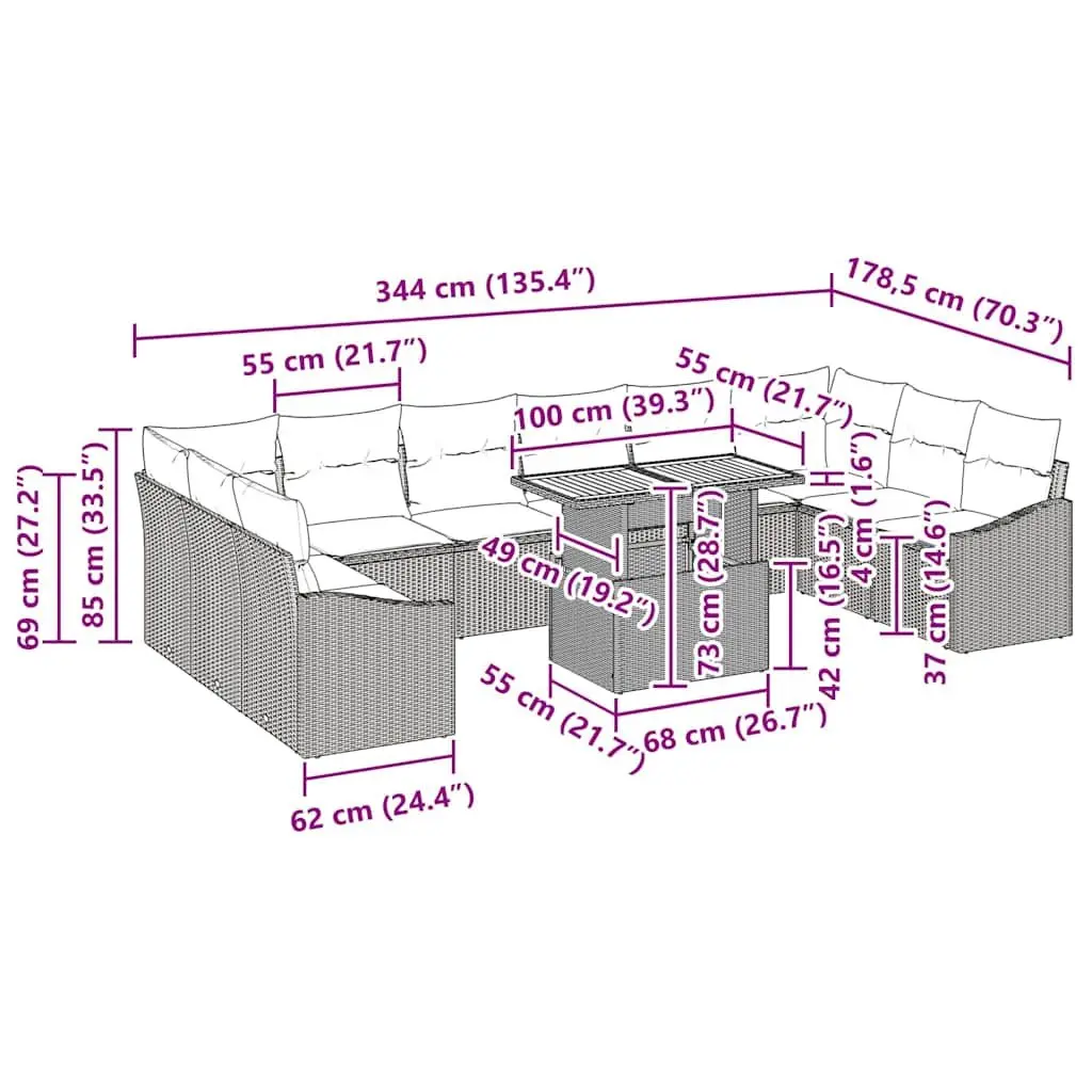 11-Piece Outdoor Sofa Set
