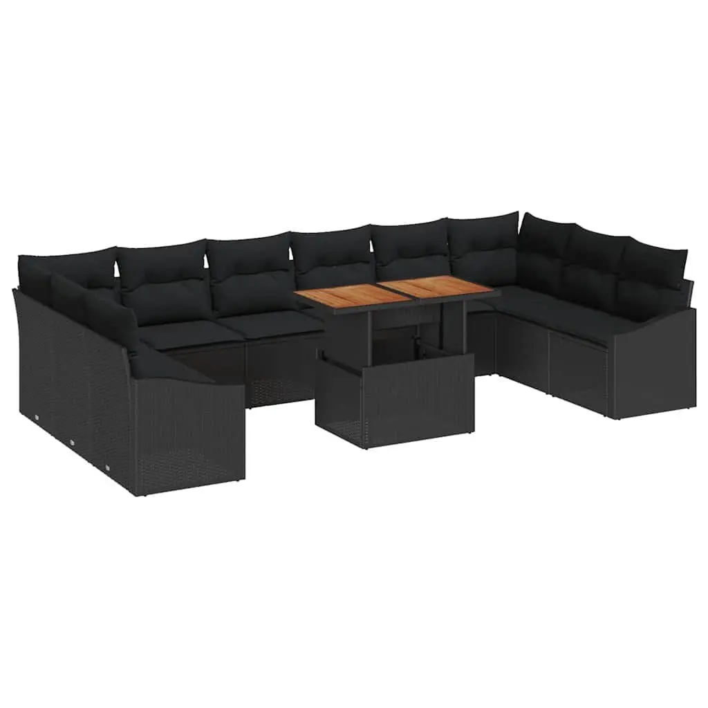 Outdoor Sofa Set Modular Garden Furniture 11 Piece Black