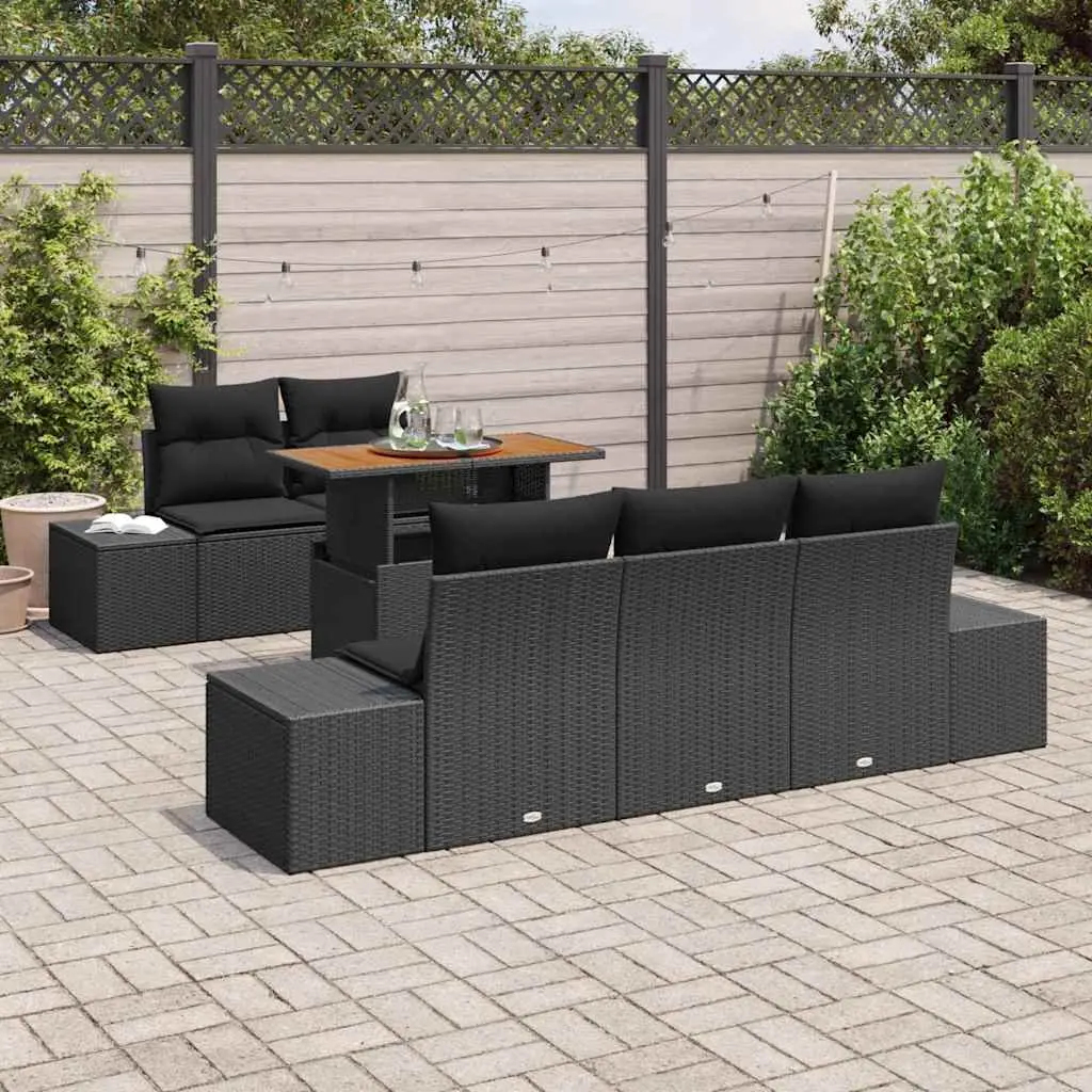 6 Piece Rattan Sofa Set for Outdoors