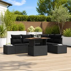 Garden Sofa Set 6 Piece Modular Outdoor Sectional Poly Rattan Patio Dining