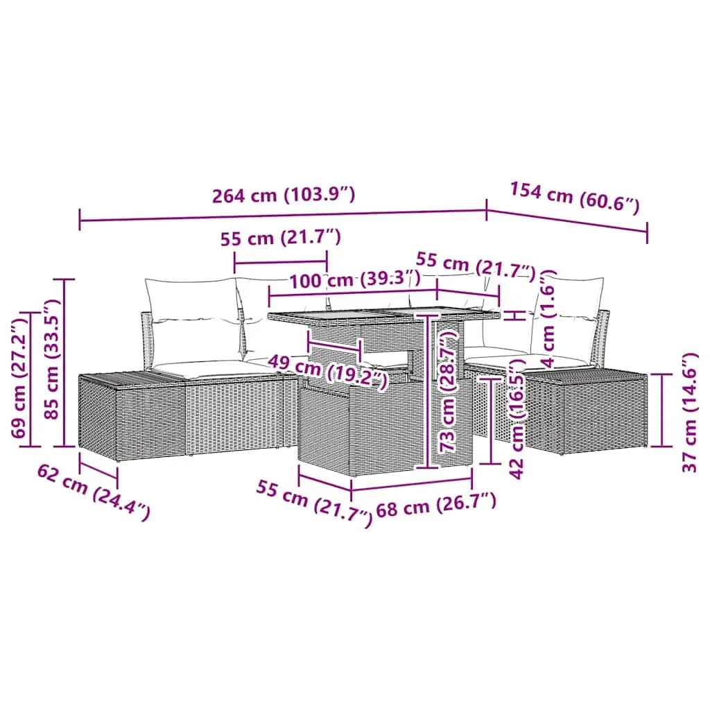 6-Piece Modular Garden Sofa Set