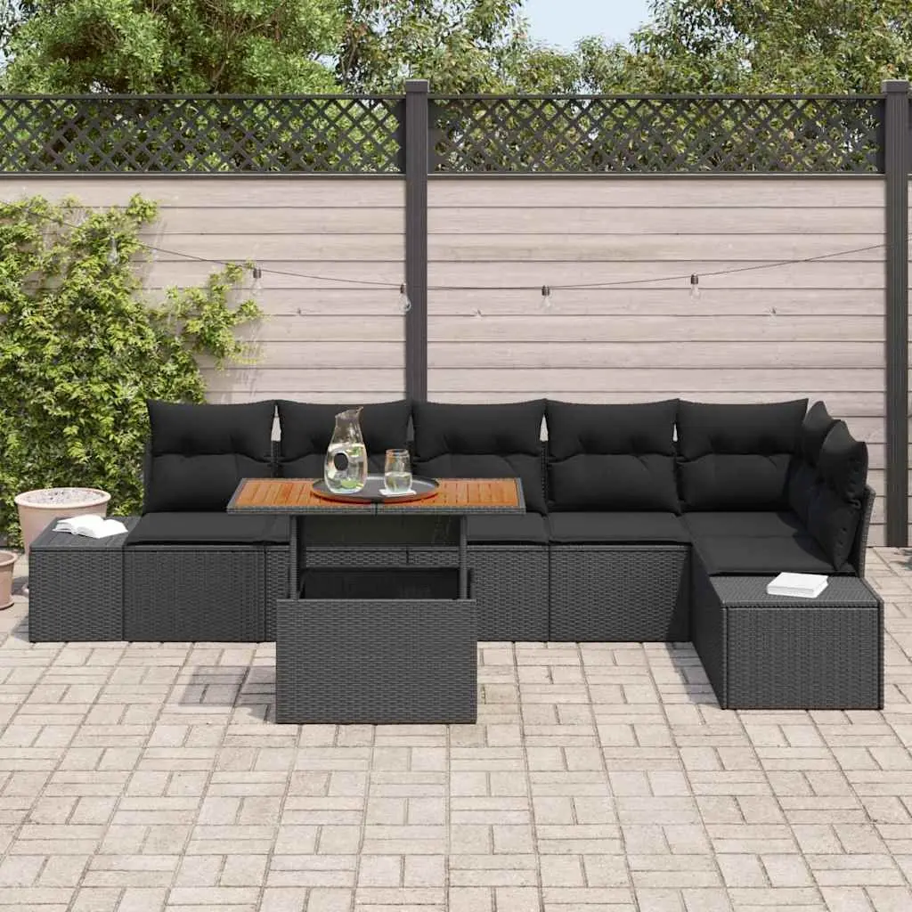 Outdoor Garden Sofa Set Modular Seating 7 Pieces Black Rattan