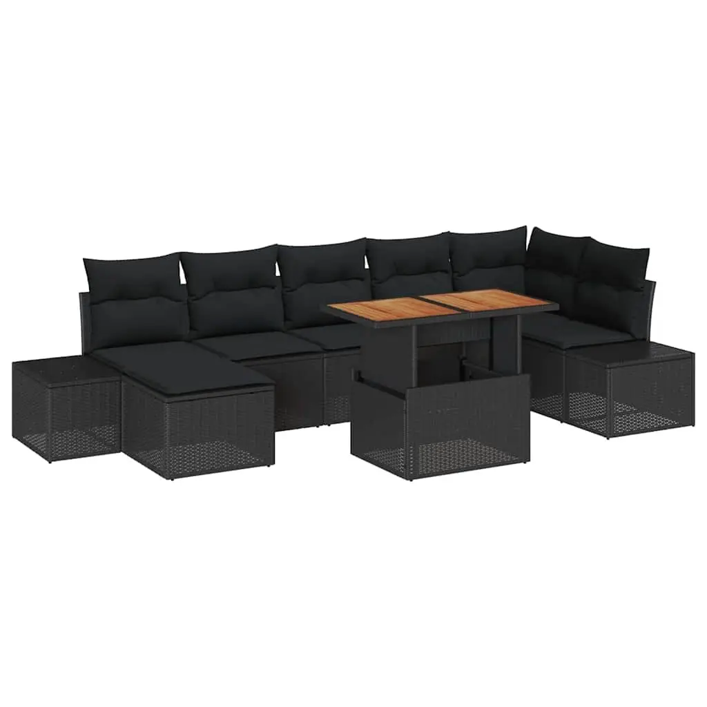 Garden Sofa Set 8 Pieces Outdoor Seating Patio Furniture Black Modular Rattan