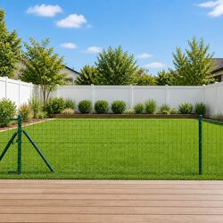 Set of 26 Green Steel Fence Posts for Gardens
