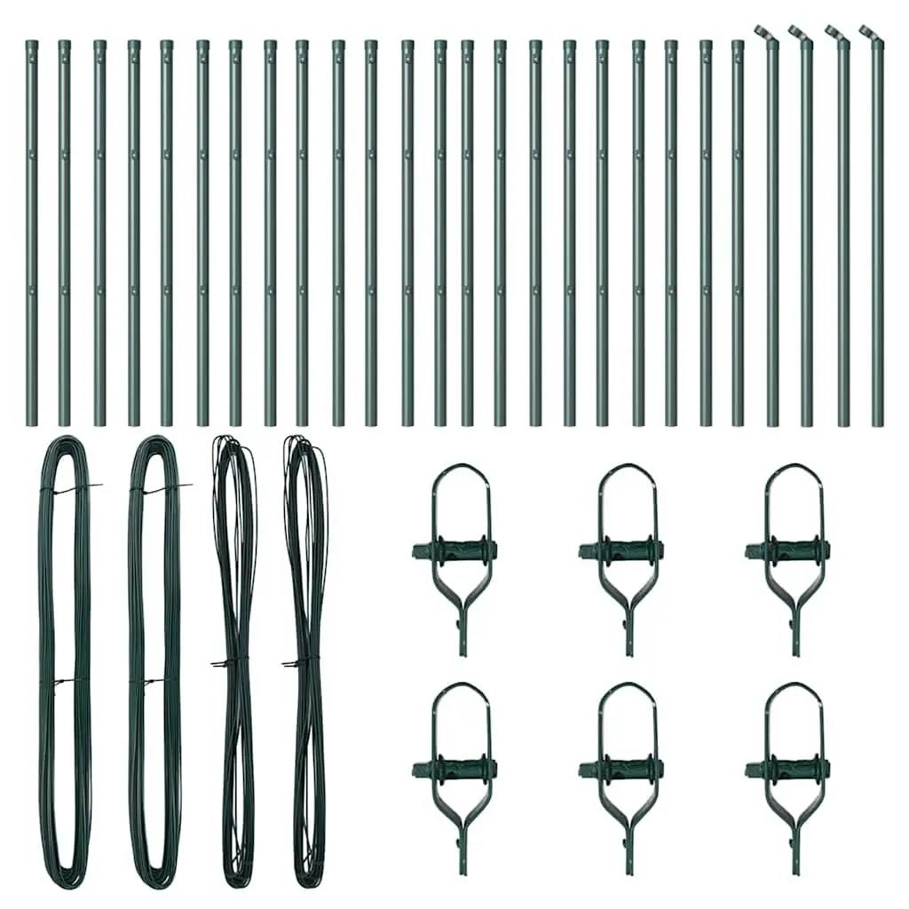 Fence Post 26 Pieces Green Powder-Coated Steel Garden Barrier Marking Outdoor