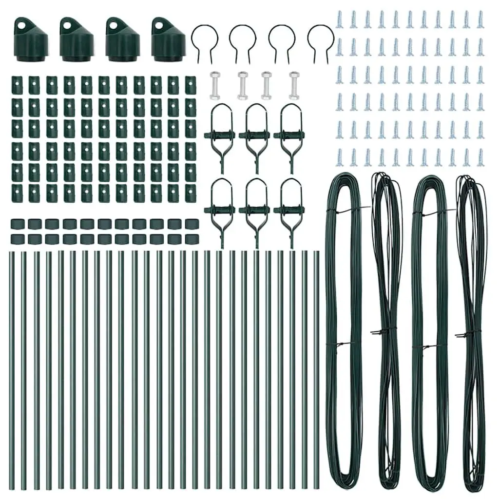 Fence Post 26 Pieces Green Powder-Coated Steel Garden Barrier Marking Outdoor