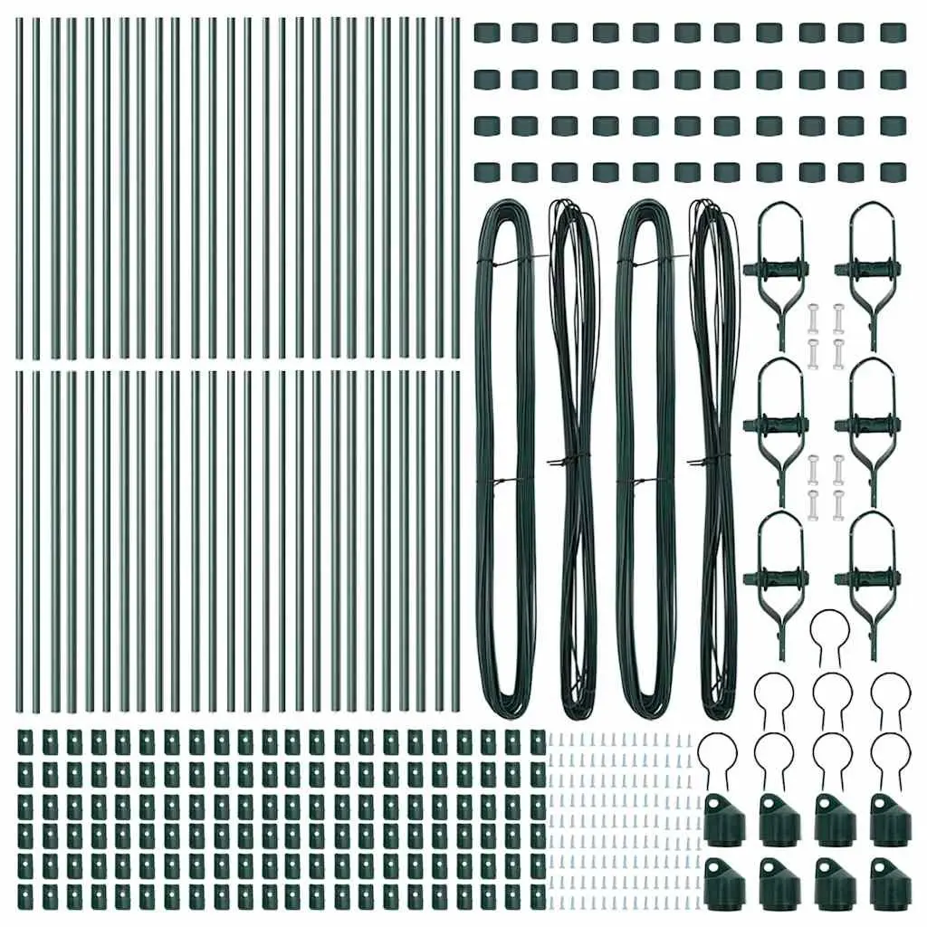 Fence Posts Embedded Steel Green Powder-Coated Garden Barriers Outdoor 52 Pack