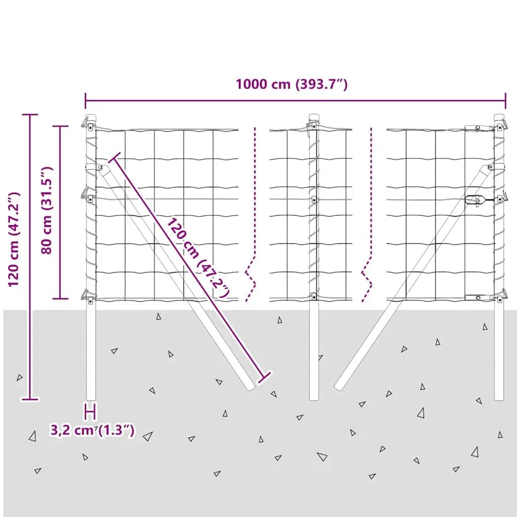 Fence Panel Set Outdoor Garden Barrier 10 x 0.8m Green PVC-Coated Steel Mesh