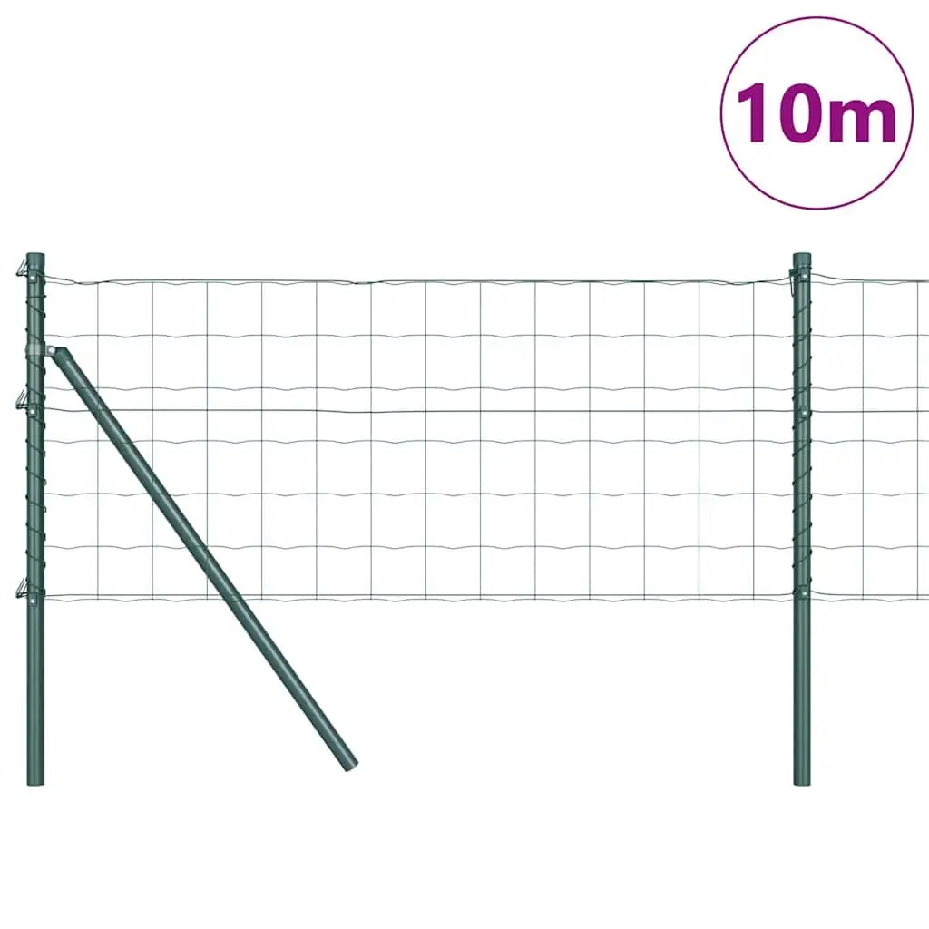 Fence Panel Set Outdoor Garden Barrier 10 x 0.8m Green PVC-Coated Steel Mesh