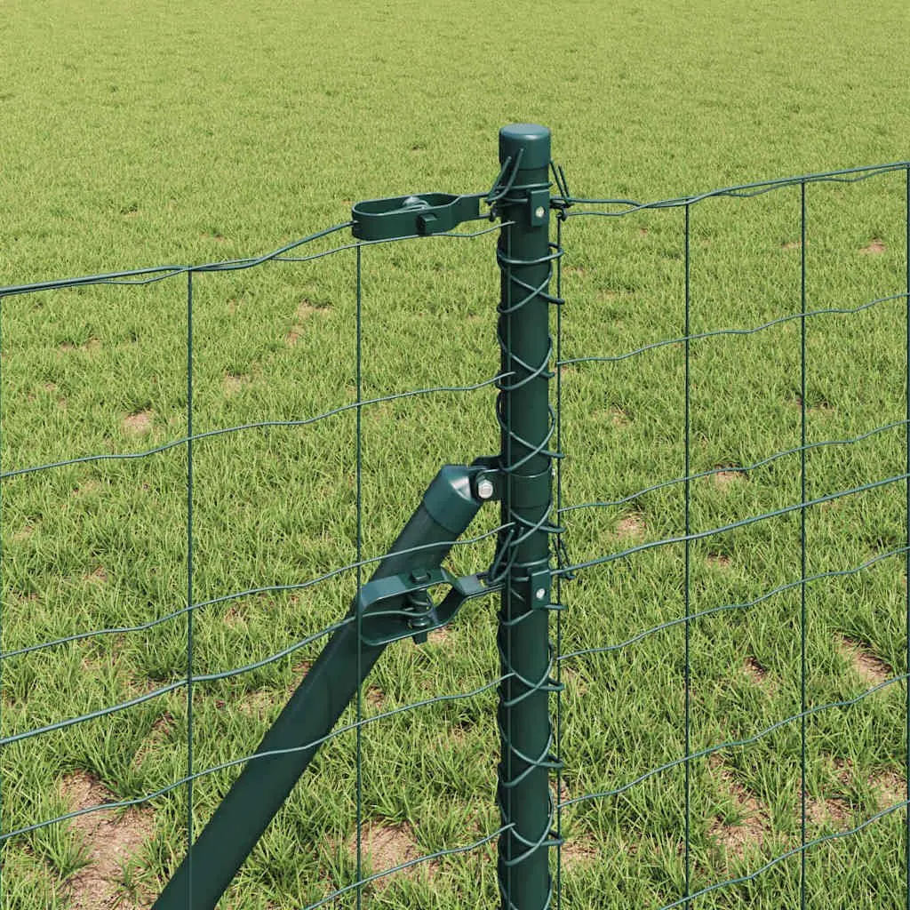 Fence Panel Set Outdoor Garden Barrier 10 x 0.8m Green PVC-Coated Steel Mesh