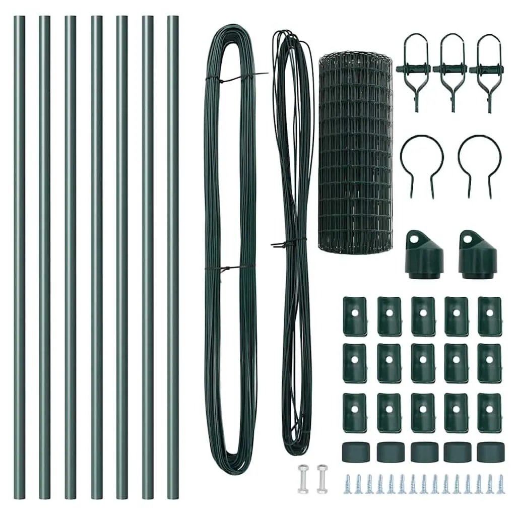 Fence Panel Set Outdoor Garden Barrier 10 x 0.8m Green PVC-Coated Steel Mesh