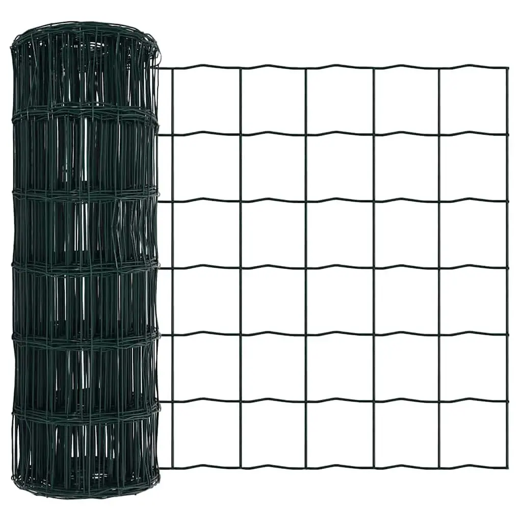 Fence Panel Set Outdoor Garden Barrier 10 x 0.8m Green PVC-Coated Steel Mesh