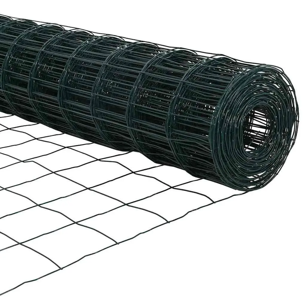 Fence Panel Set Outdoor Garden Barrier 10 x 0.8m Green PVC-Coated Steel Mesh