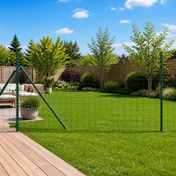 Outdoor Fence Panel Green Mesh PVC-Coated Steel Ground Fix Barrier Enclosure