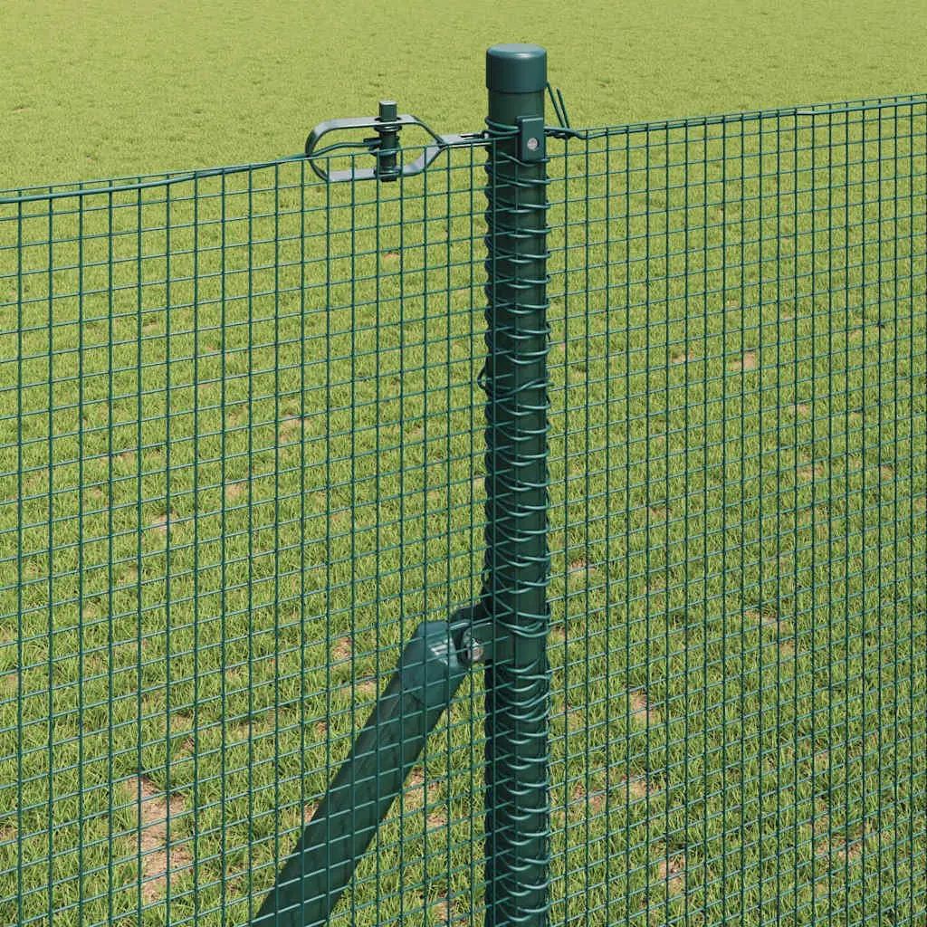 Welded Wire Fence Panel Garden Boundary 10 x 1 m Green PVC-Coated Steel