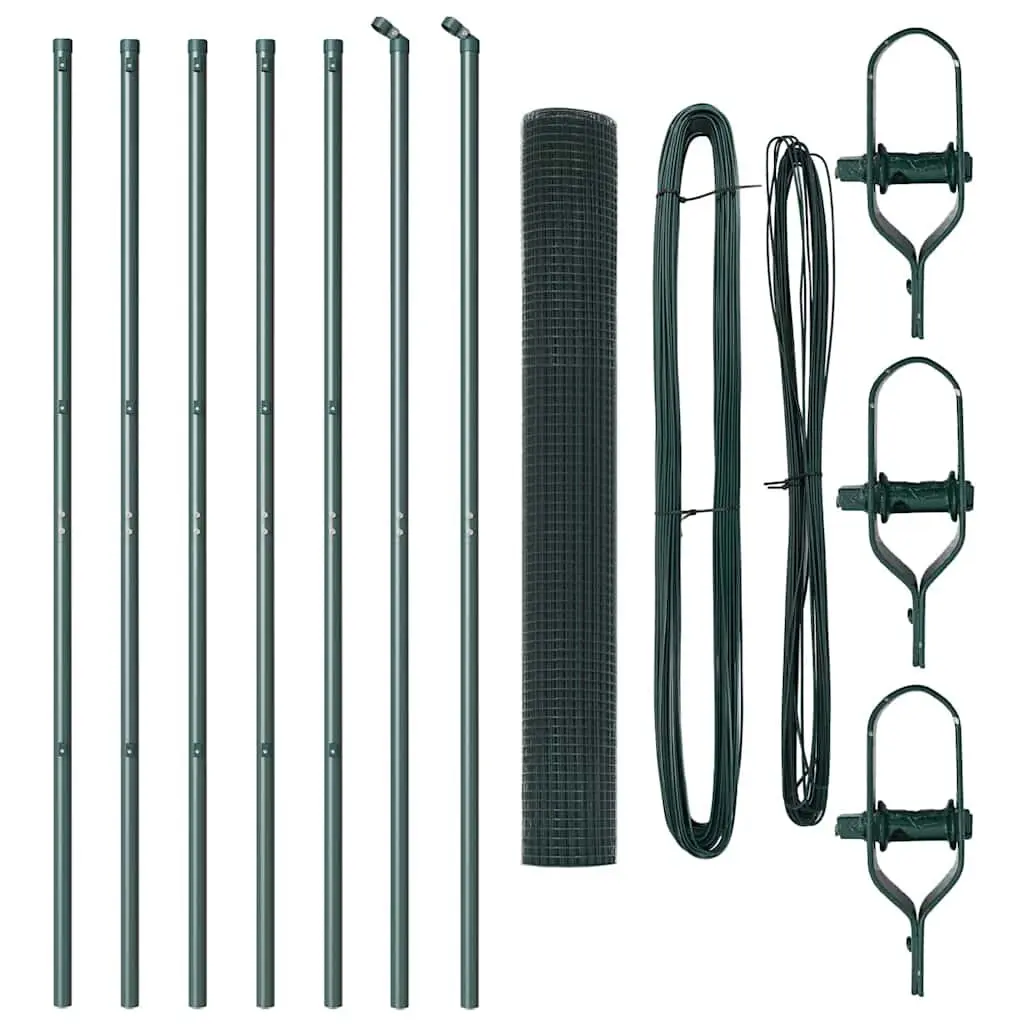 Welded Wire Fence Panel Garden Boundary 10 x 1 m Green PVC-Coated Steel