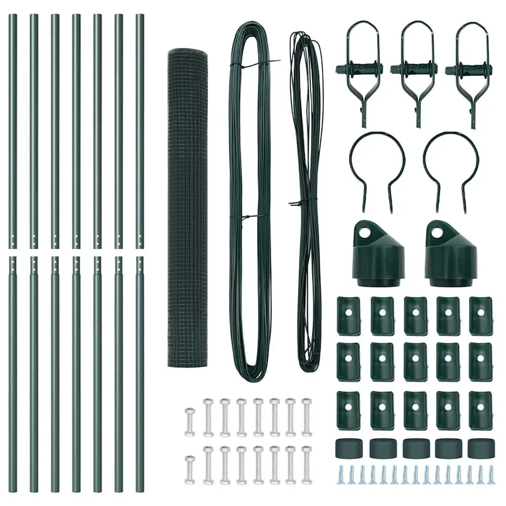 Welded Wire Fence Panel Garden Boundary 10 x 1 m Green PVC-Coated Steel