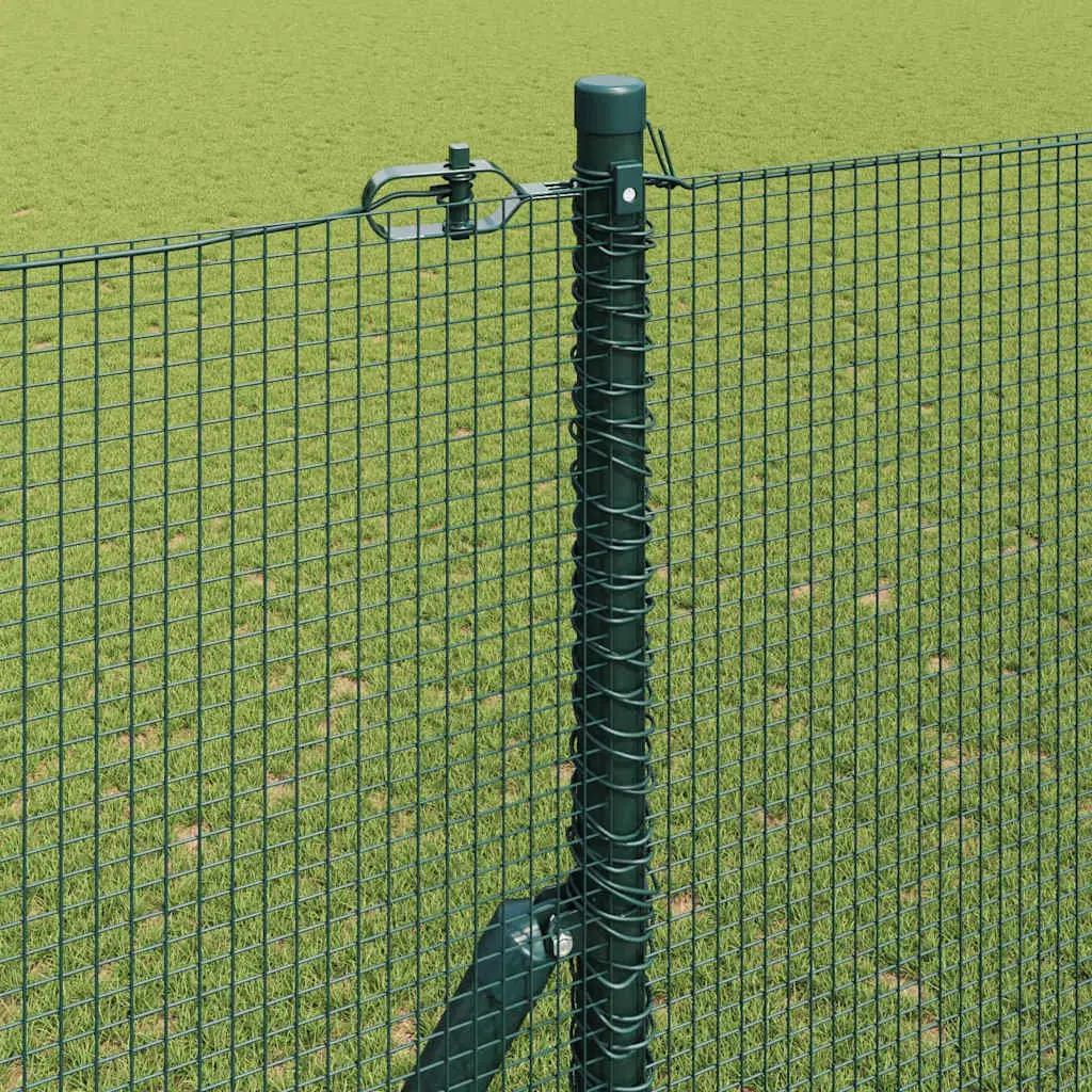Welded Wire Fence Panel Outdoor Garden Barrier 10 x 1.5 m Green PVC-Coated Steel