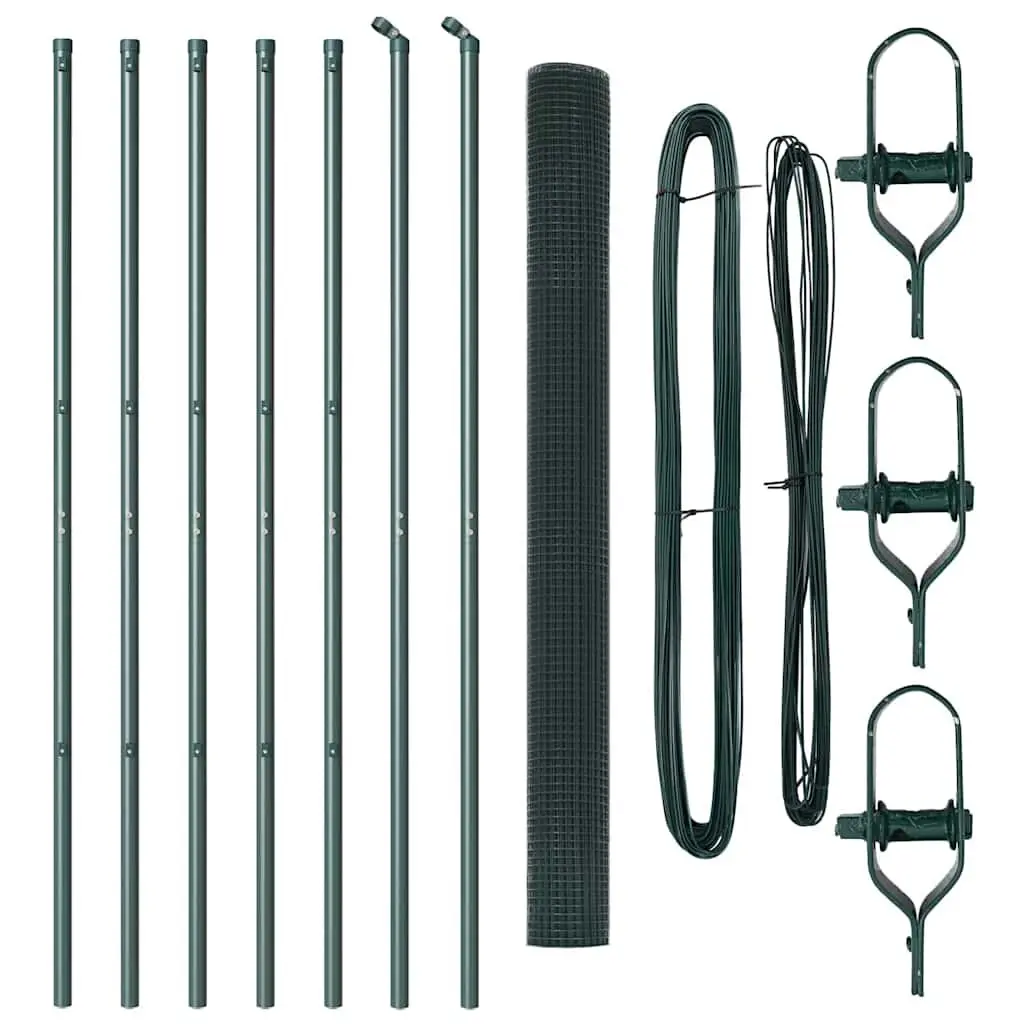 Welded Wire Fence Panel Outdoor Garden Barrier 10 x 1.5 m Green PVC-Coated Steel
