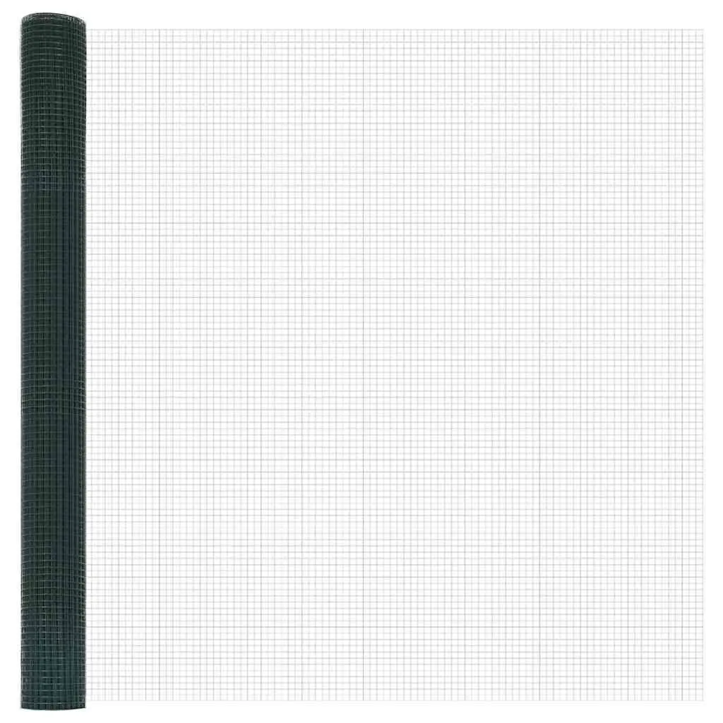 Welded Wire Fence Panel Outdoor Garden Barrier 10 x 1.5 m Green PVC-Coated Steel