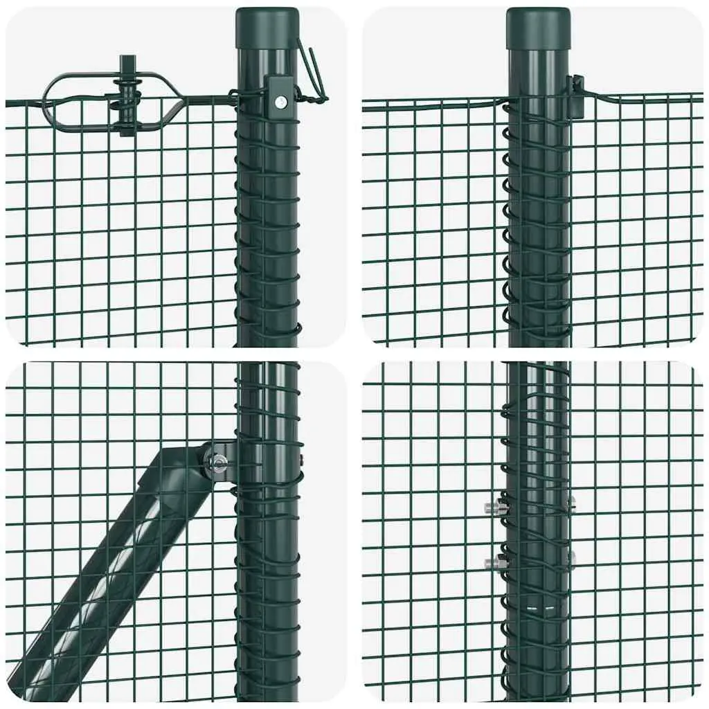 Welded Wire Fence Panel Outdoor Garden Barrier 10 x 1.5 m Green PVC-Coated Steel
