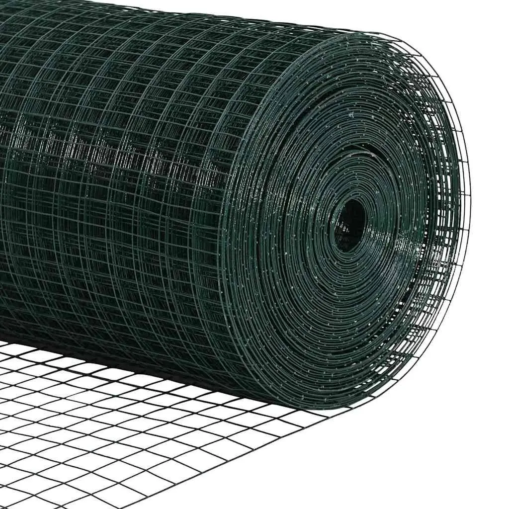 Welded Wire Fence Panel Outdoor Garden Barrier 10 x 1.5 m Green PVC-Coated Steel