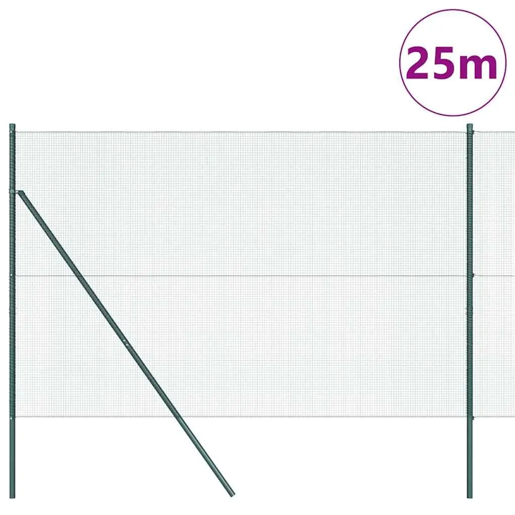 Welded Wire Fence Panel 25 x 1.5 m in Green