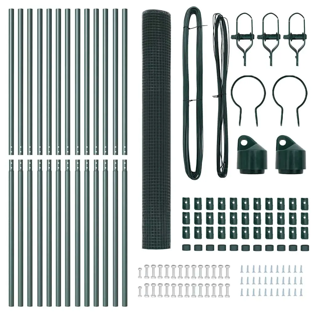 Welded Wire Fence Panel 25 x 1.5 m in Green