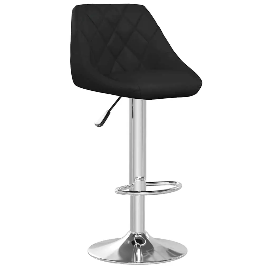 Bar Stools 2 pcs Black Faux Leather Modern Kitchen Counter Height Adjustable