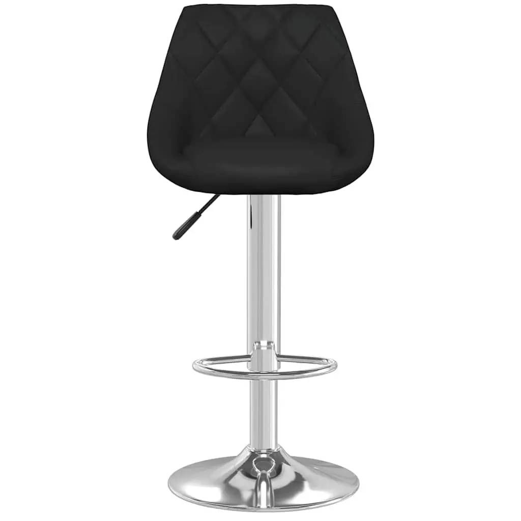 Bar Stools 2 pcs Black Faux Leather Modern Kitchen Counter Height Adjustable