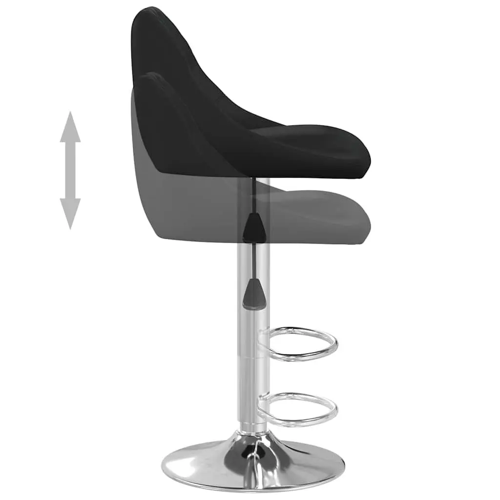 Bar Stools 2 pcs Black Faux Leather Modern Kitchen Counter Height Adjustable