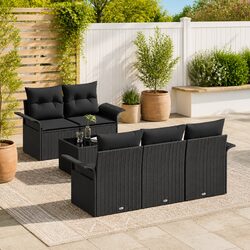 Comfortable Black Poly Rattan Sofa Set for Your Garden