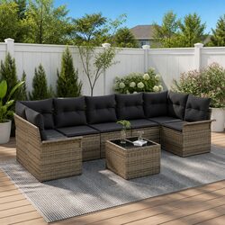 8-Piece Grey Garden Sofa Set: Practical Outdoor Furniture