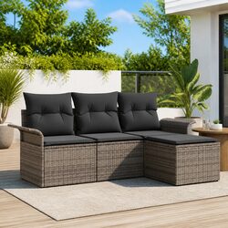 Comfortable 4-Piece Garden Sofa Set in Grey