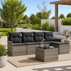 Comfortable and Durable Grey Garden Sofa Set 6 Pieces