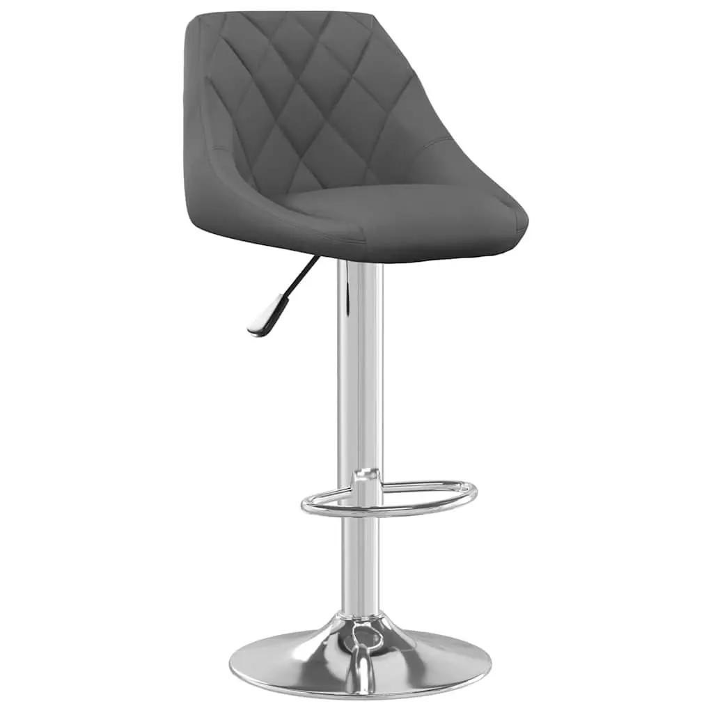 Bar Stools Adjustable Height Swivel 2 Piece Grey Velvet