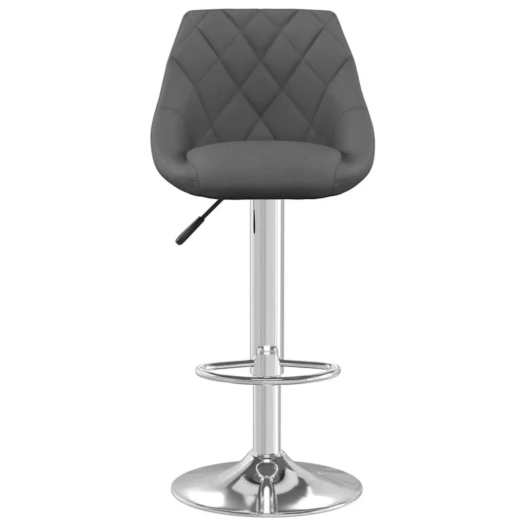 Bar Stools Adjustable Height Swivel 2 Piece Grey Velvet