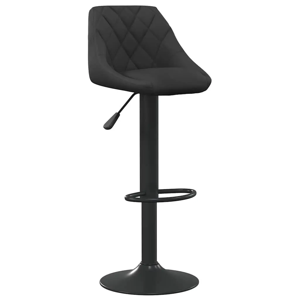 Bar Stools Adjustable Height Swivel Black Velvet 2 Piece