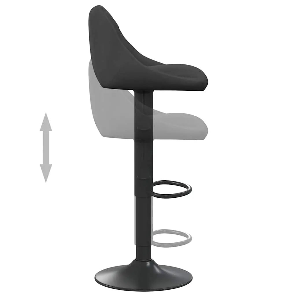 Bar Stools Adjustable Height Swivel Black Velvet 2 Piece