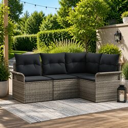 Comfortable and Practical 4-Piece Outdoor Sofa Set in Grey
