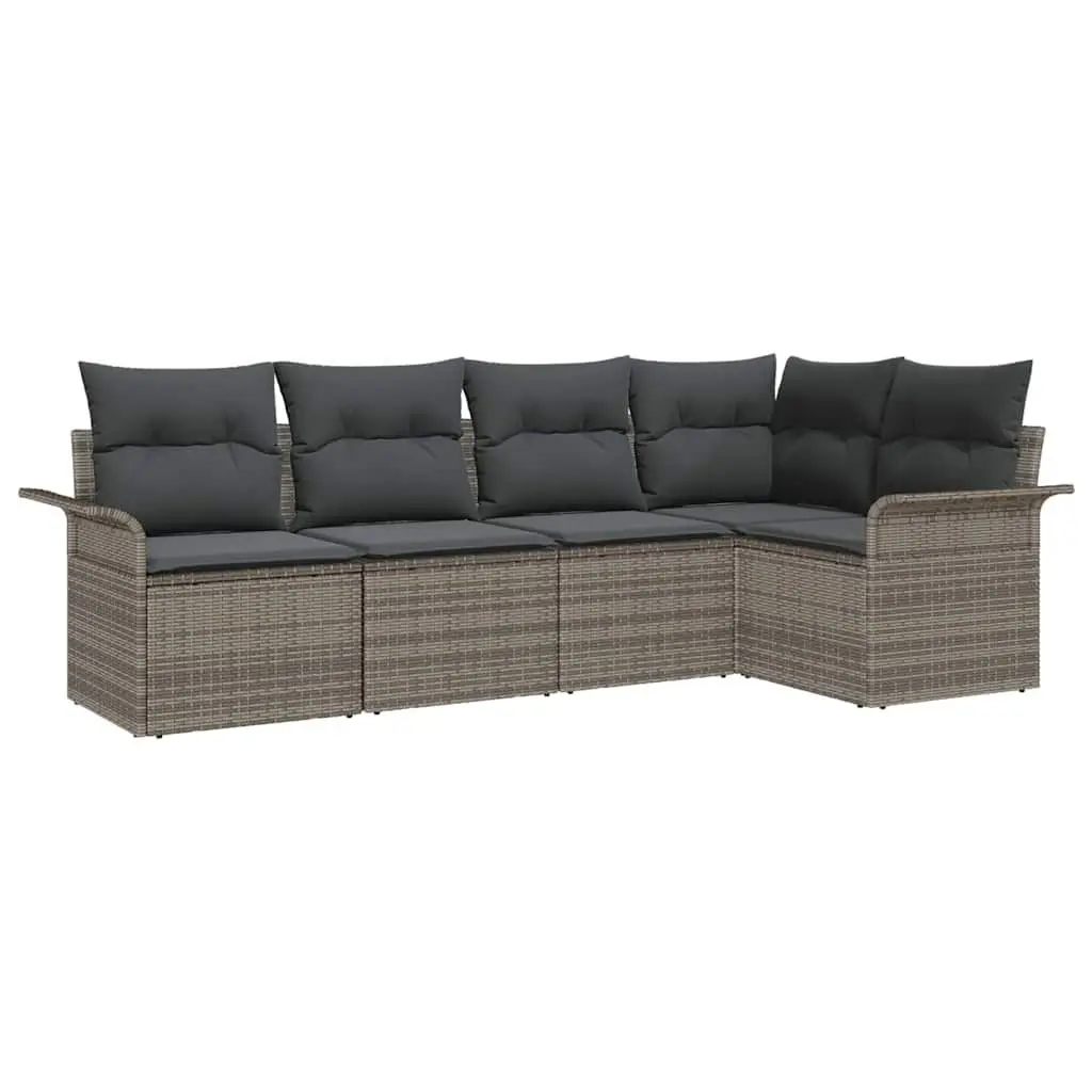 Modular Garden Sofa Set 5 Pieces Grey Outdoor Furniture