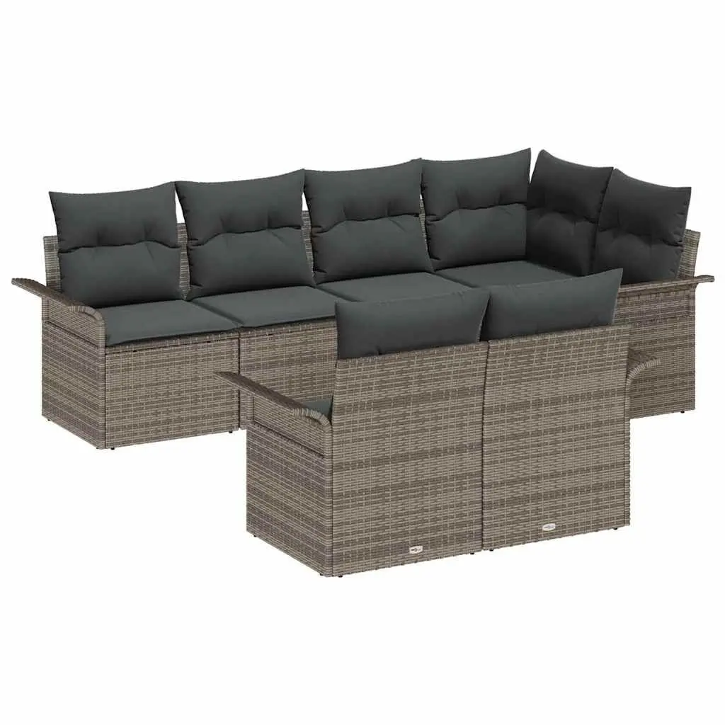 Garden Sofa Set with Cushions 7 Pieces Grey Modular Outdoor Patio Sectional