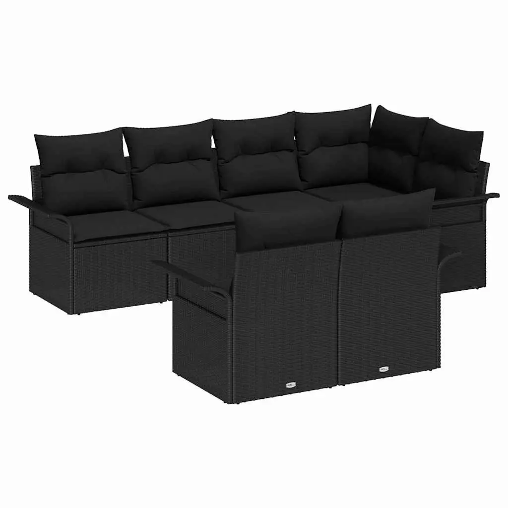 7 Piece Garden Sofa Set Modular Outdoor Patio Furniture with Cushions Black