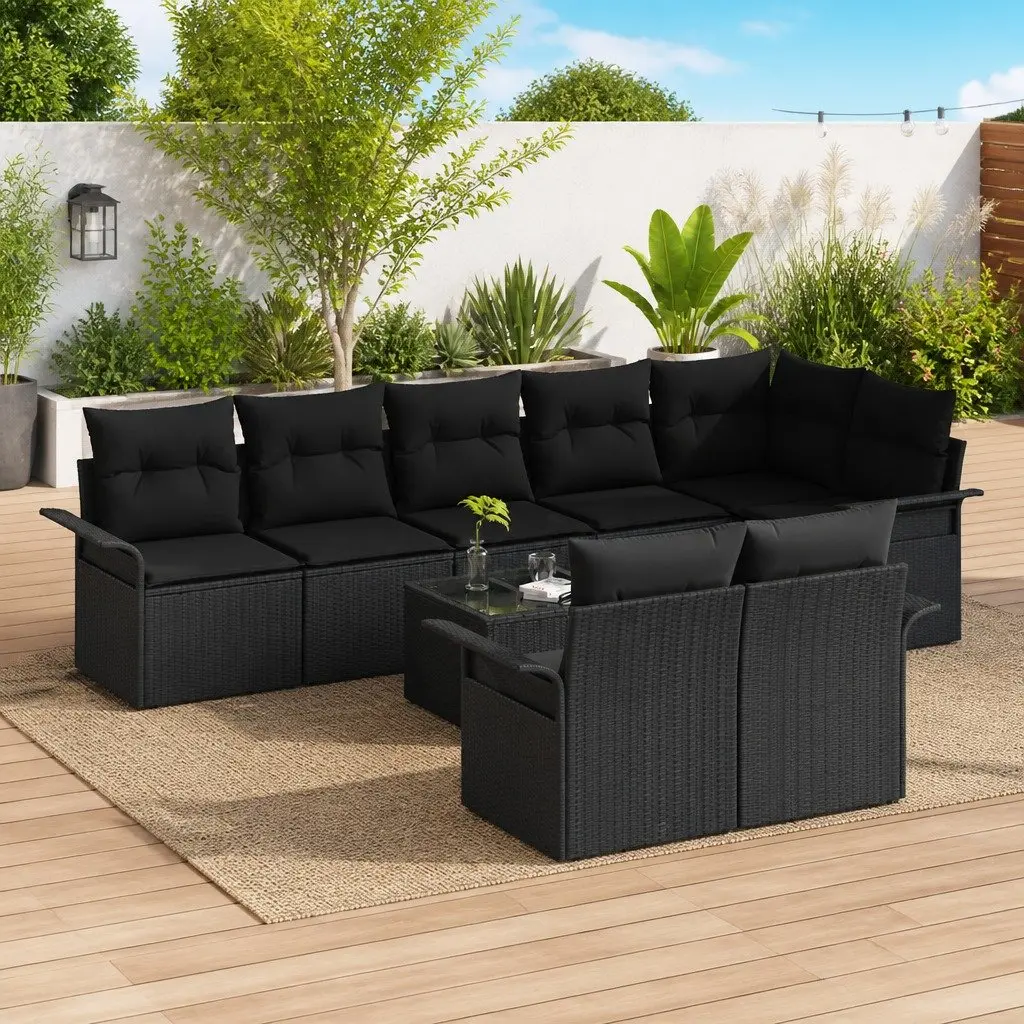 9-Piece Modular Garden Sofa Set in Black