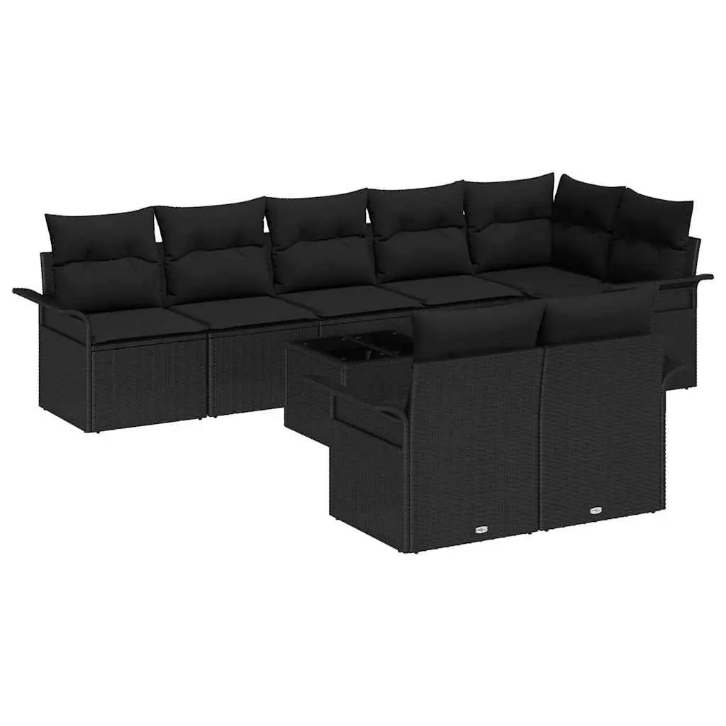 9-Piece Modular Garden Sofa Set in Black