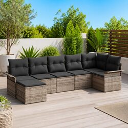Comfortable 7-Piece Grey Garden Sofa Set for Outdoor Use