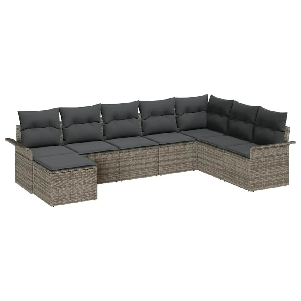 Modular Garden Sofa Set 8 Piece Grey Poly Rattan Outdoor Furniture