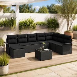 Comfortable 9-Piece Modular Garden Sofa Set with Removable Cushions